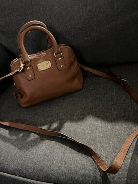 Brown Leather Satchel Crossbody Bag